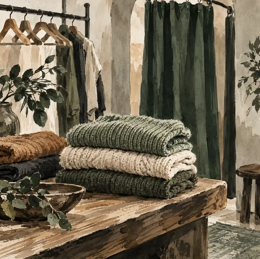 Illustration of apparel retailers equipment and workspace